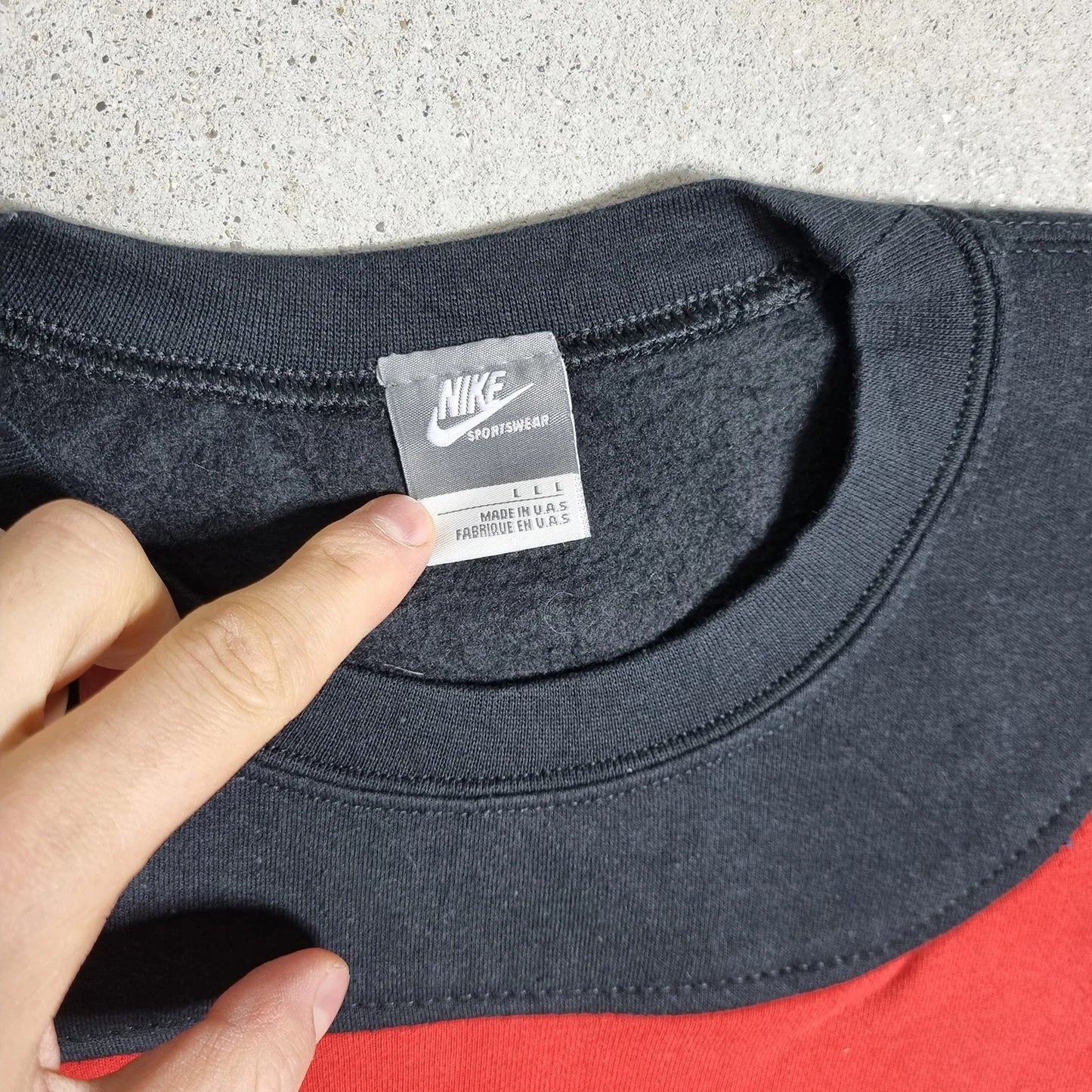 90s Nike Sportswear Sweatshirt Black Red Yellow (L)