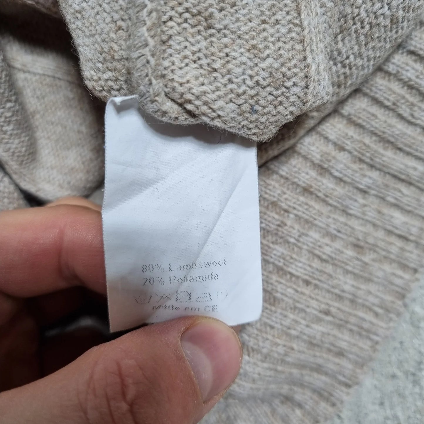 80s Lacoste “Made in France” Vintage Wool Sweater Beige / Brown / Red (M)