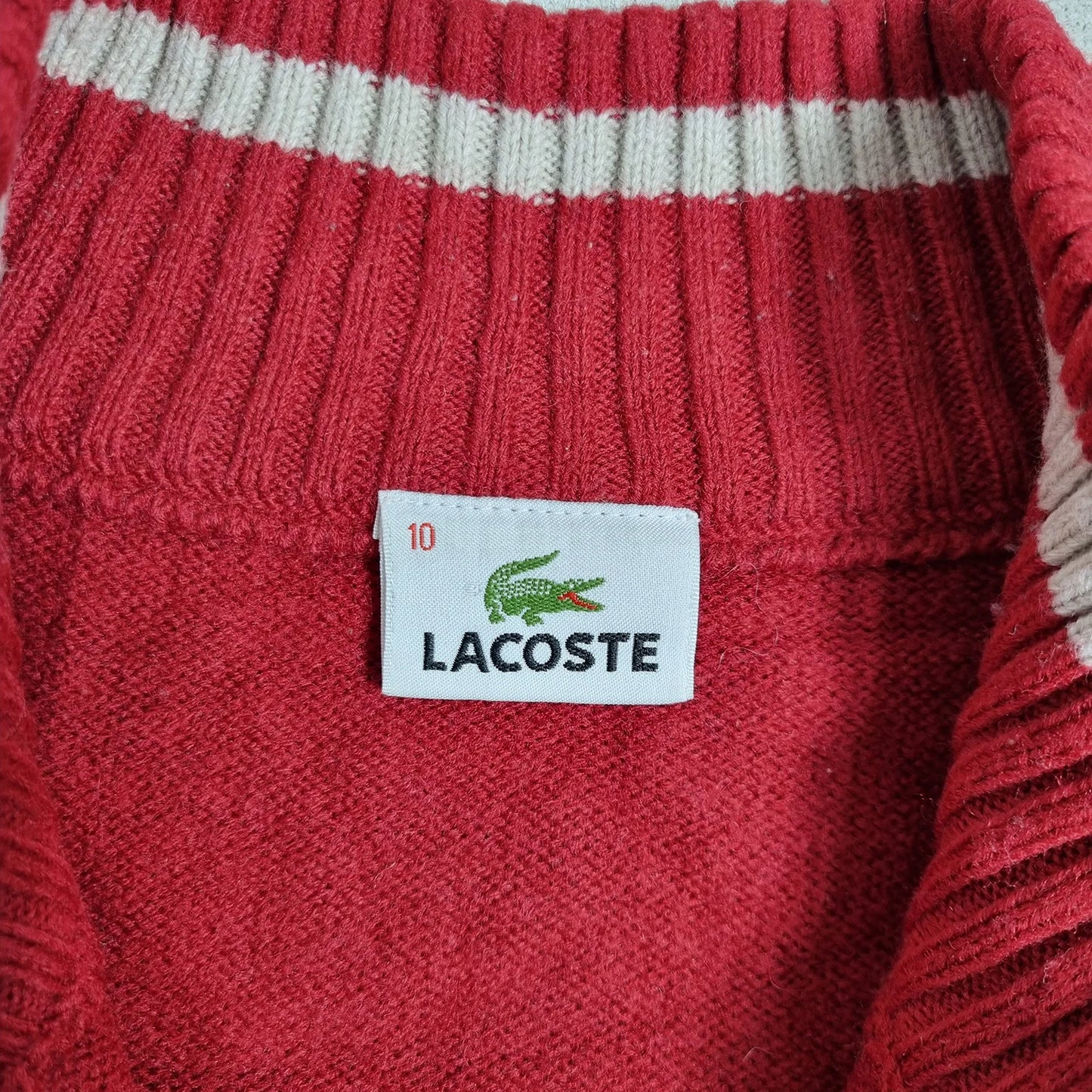 Lacoste Half Zip Striped Sweater Red / Navy / Grey (XXL)