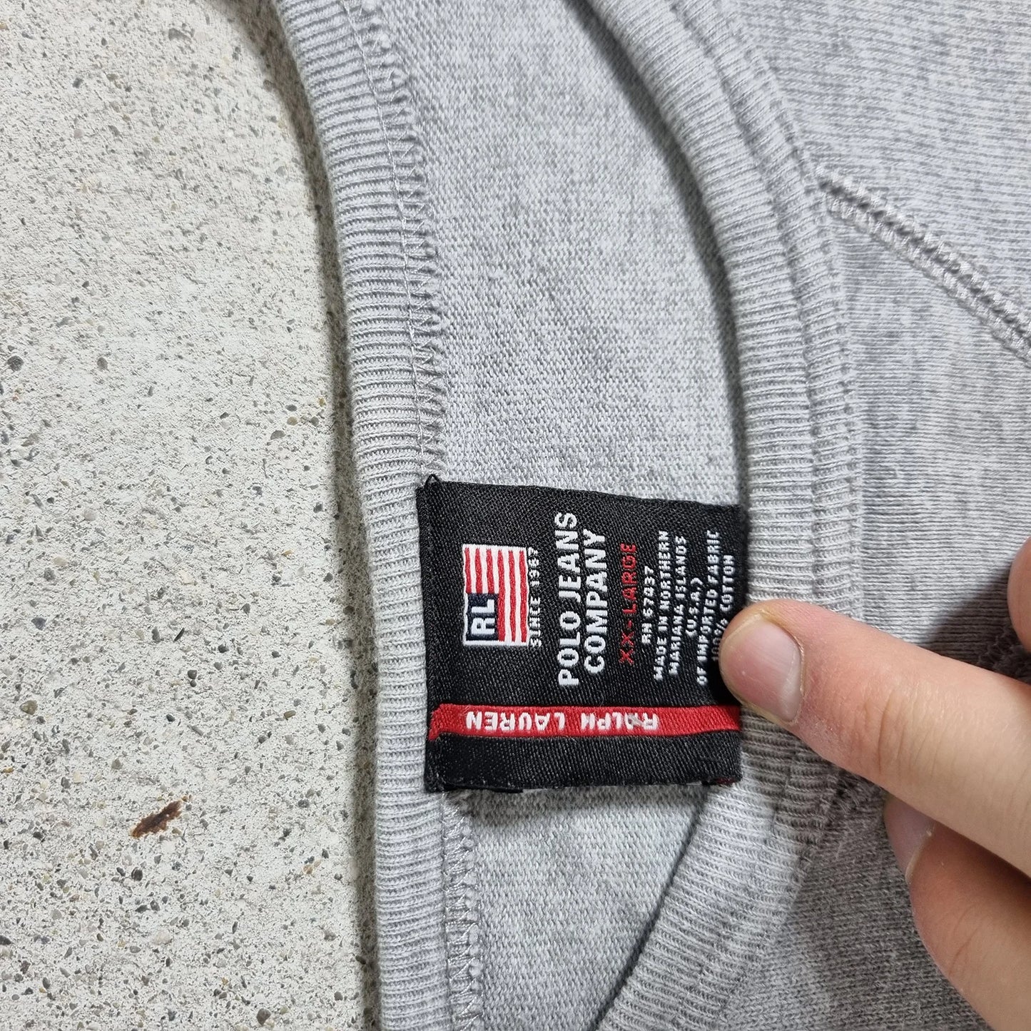 1990s Polo Jeans Co. Ralph Lauren Longsleeve Grey XXL – Collegiate Varsity Style