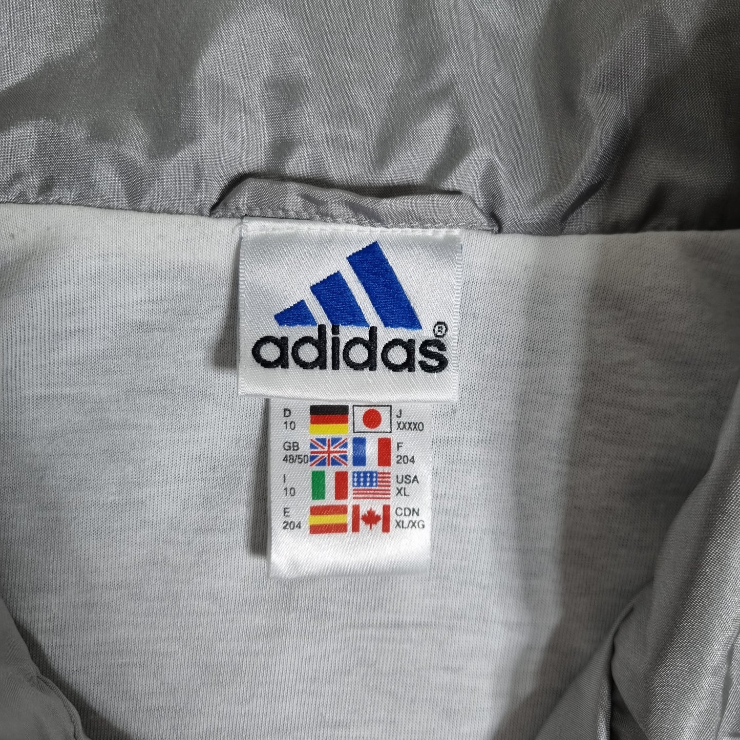 2000s Adidas Performance Windbreaker Grey/Black Neon Stripes (XL)
