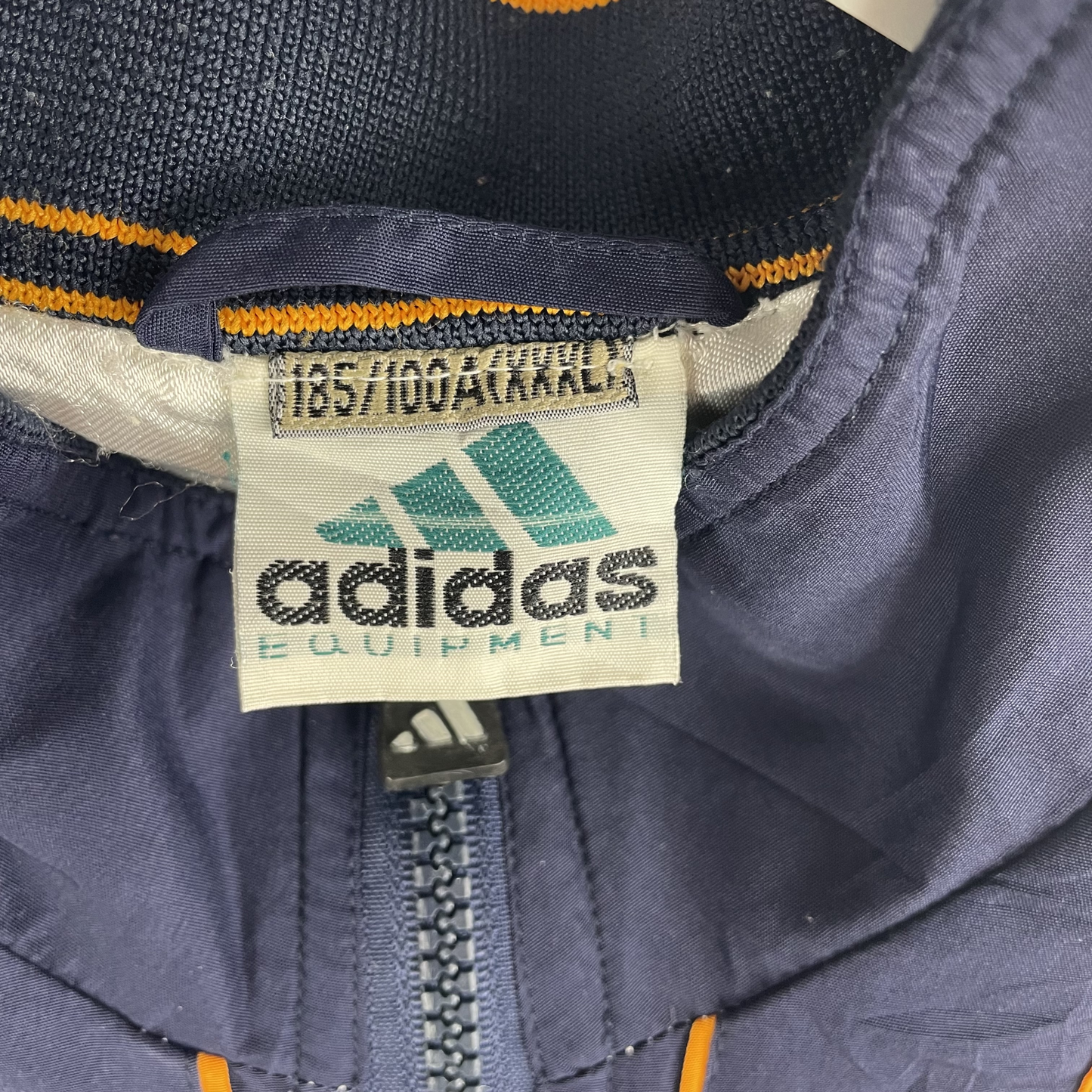 90s Adidas Trainingsjacke Weiß/Navy/Orange (L)