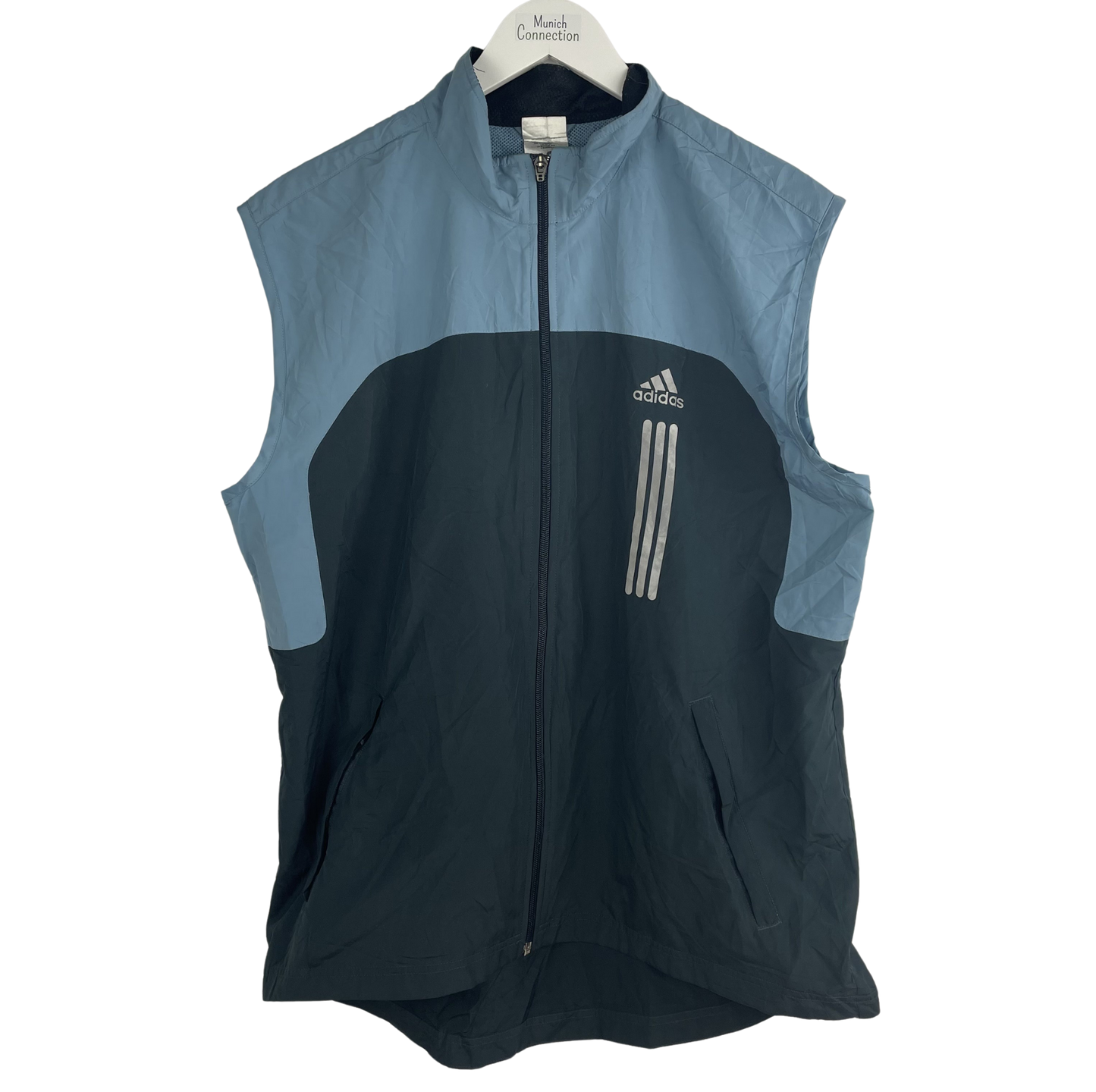 2000s Adidas Laufweste Schwarz/Hellblau Reflektierend (L)