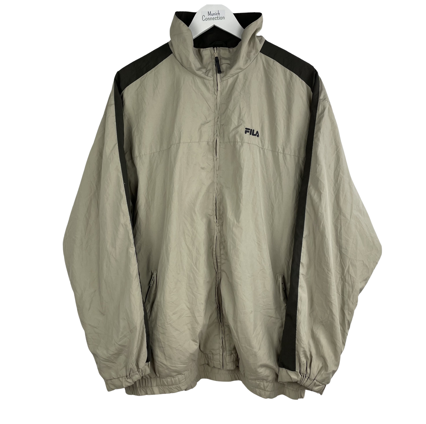 90s Fila Windbreaker Beige Schwarz (L)
