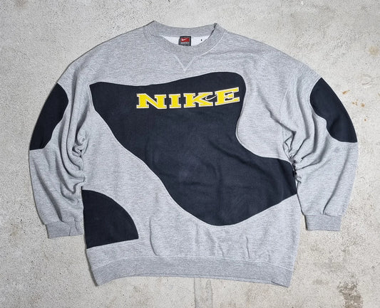 90s Nike Team Sweatshirt Grey Black Yellow (L)