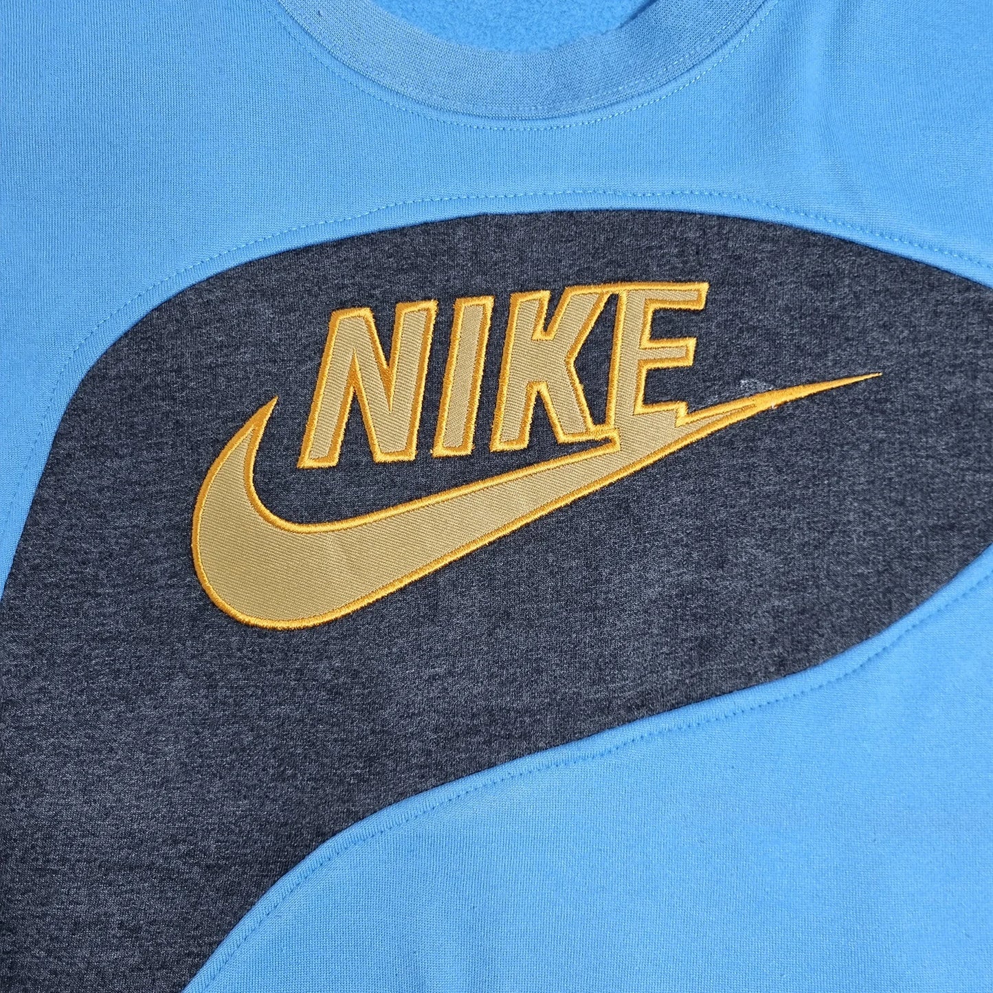 90s Nike Colorblock Sweatshirt Sky Blue Charcoal Gold (L)