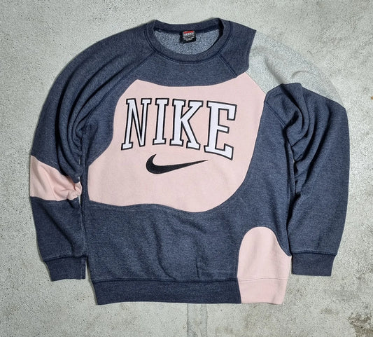 90s Nike Team Colorblock Sweatshirt Navy Pink Grey (L)