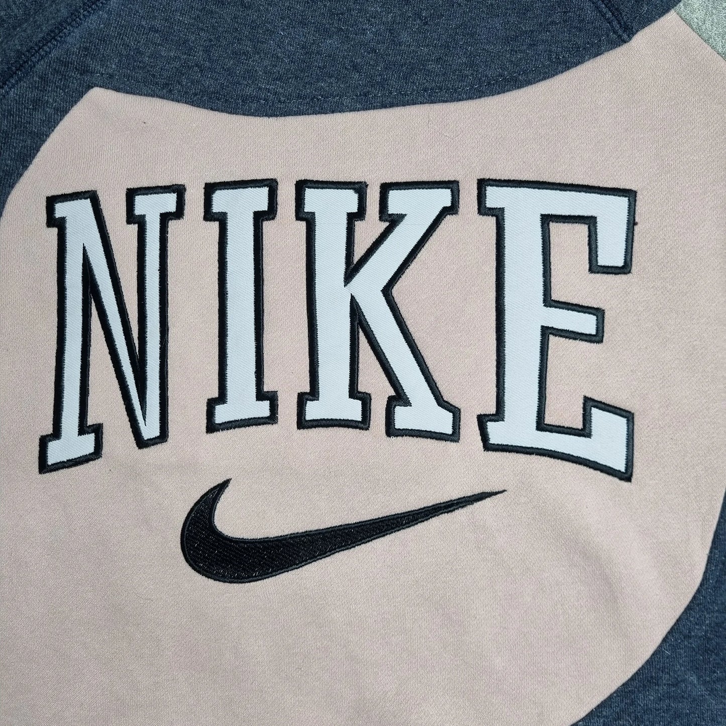 90s Nike Team Colorblock Sweatshirt Navy Pink Grey (L)
