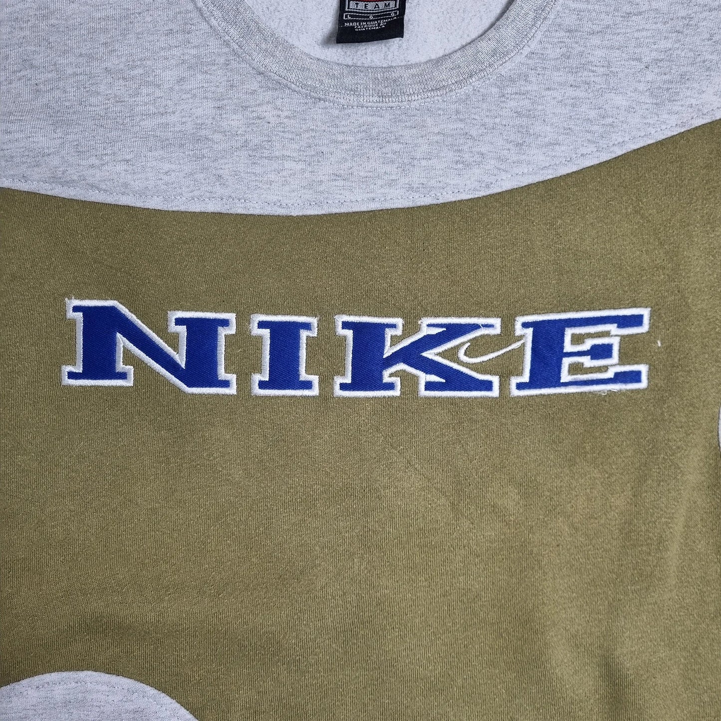 90s Nike Team Colorblock Sweatshirt Olive Grey Blue (L)