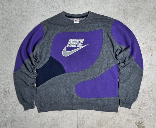 90s Nike USA Made Colorblock Sweatshirt Purple Grey (L)