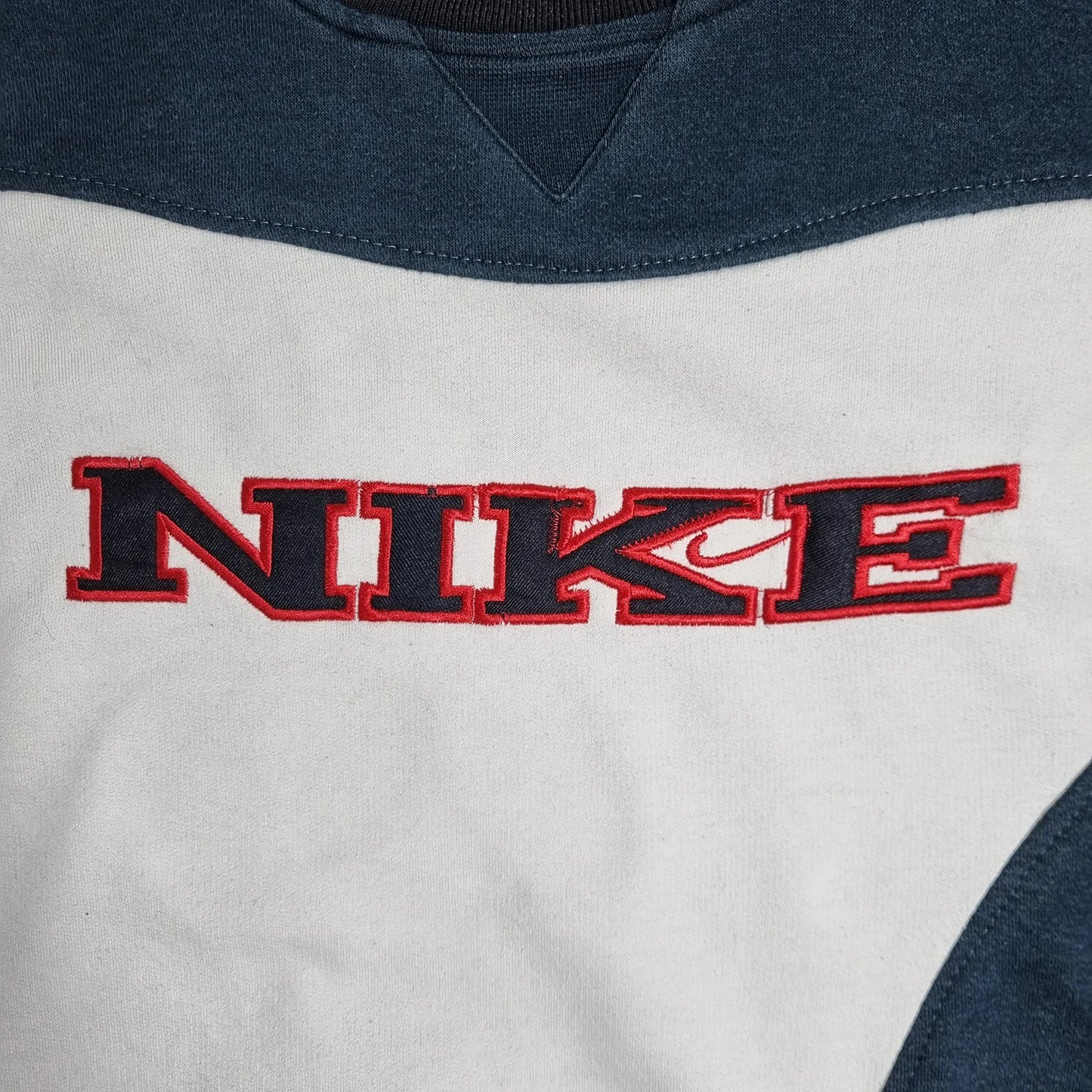 90s Nike Therma-Fit Colorblock Sweatshirt Navy Red White (L)