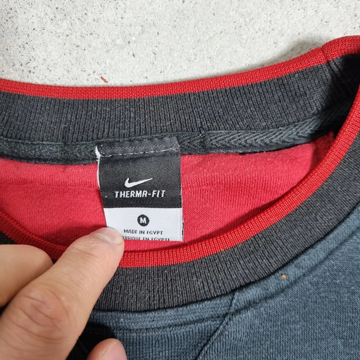 90s Nike Therma-Fit Colorblock Sweatshirt Navy Red White (L)