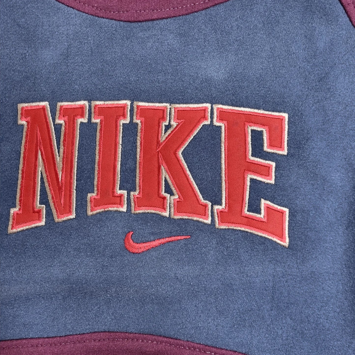 90s Nike Team Colorblock Sweatshirt Burgundy Navy Beige (L)