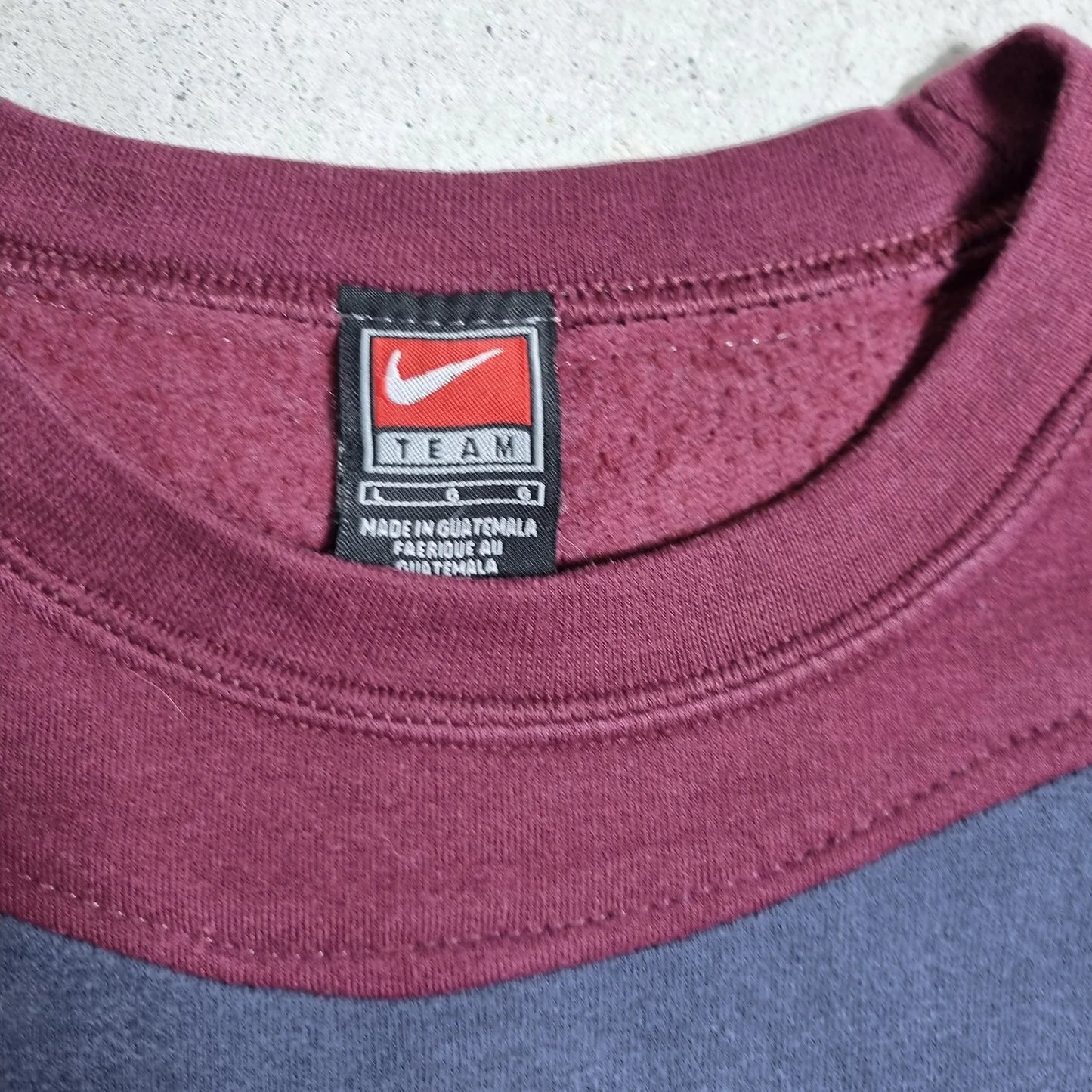 90s Nike Team Colorblock Sweatshirt Burgundy Navy Beige (L)