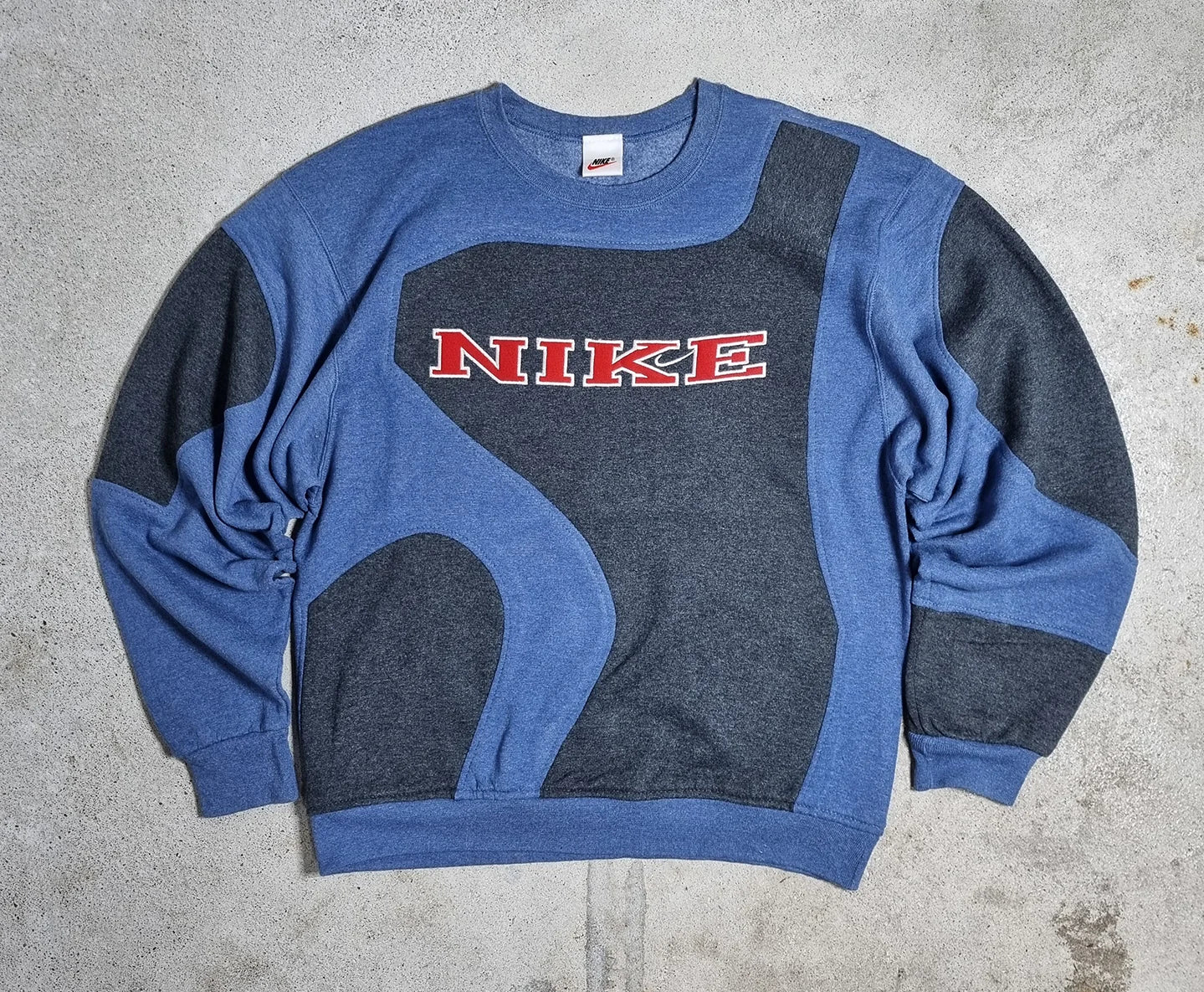 90s Nike Colorblock Sweatshirt Blue Grey Red (M)
