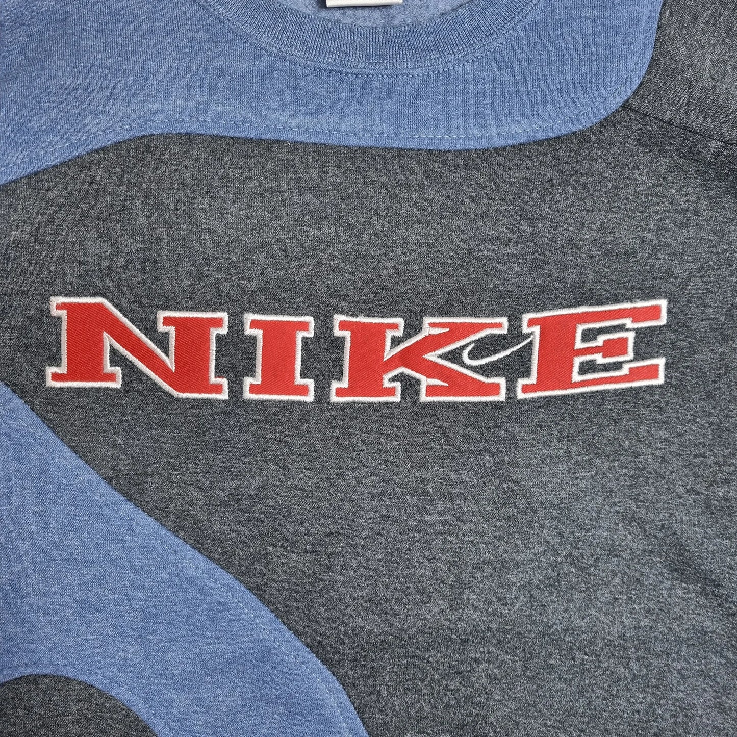 90s Nike Colorblock Sweatshirt Blue Grey Red (M)