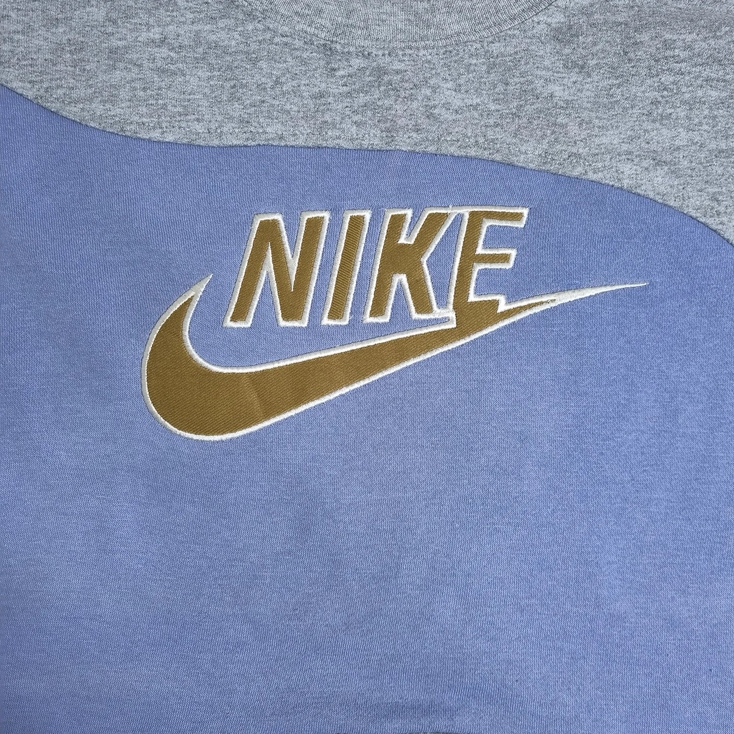 90s Nike Swoosh Colorblock Sweatshirt Grey Blue Gold (L)