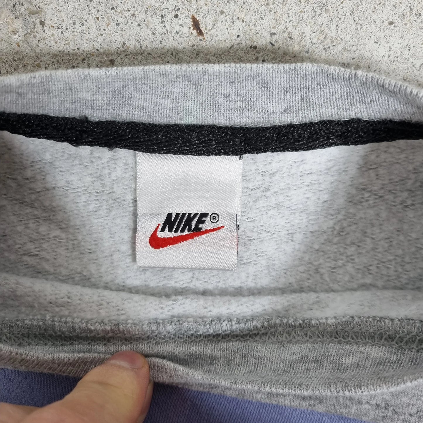 90s Nike Swoosh Colorblock Sweatshirt Grey Blue Gold (L)