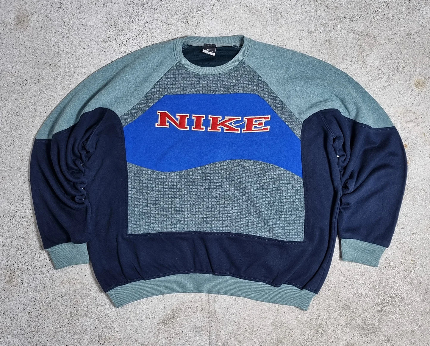 90s Nike Therma-Fit Colorblock Sweatshirt Grey Blue Navy (XL)