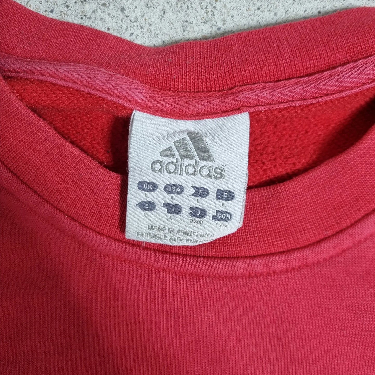 00s adidas Red Crewneck Sweatshirt Black White Stripes (L)