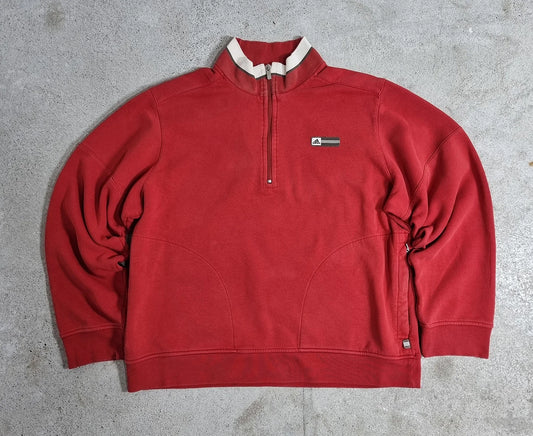 00s adidas Half Zip Sweatshirt Red Beige (M)
