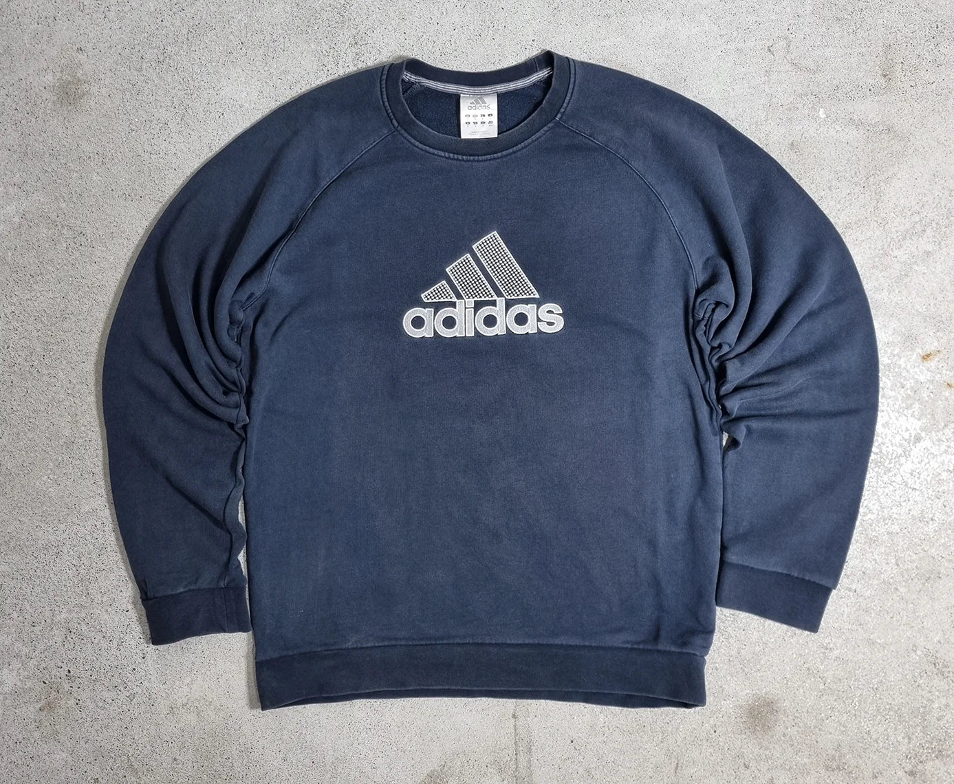 00s adidas Navy Crewneck Sweatshirt White Logo (M)