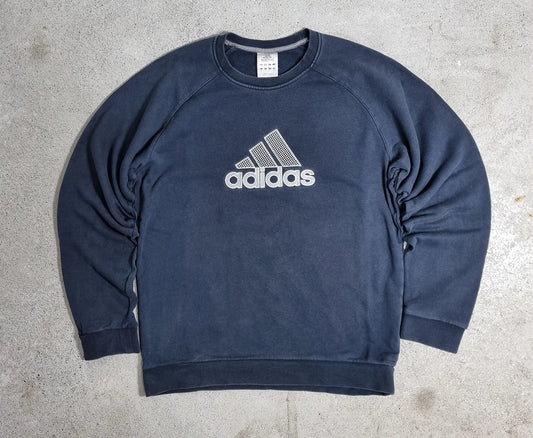 00s adidas Navy Crewneck Sweatshirt White Logo (M)