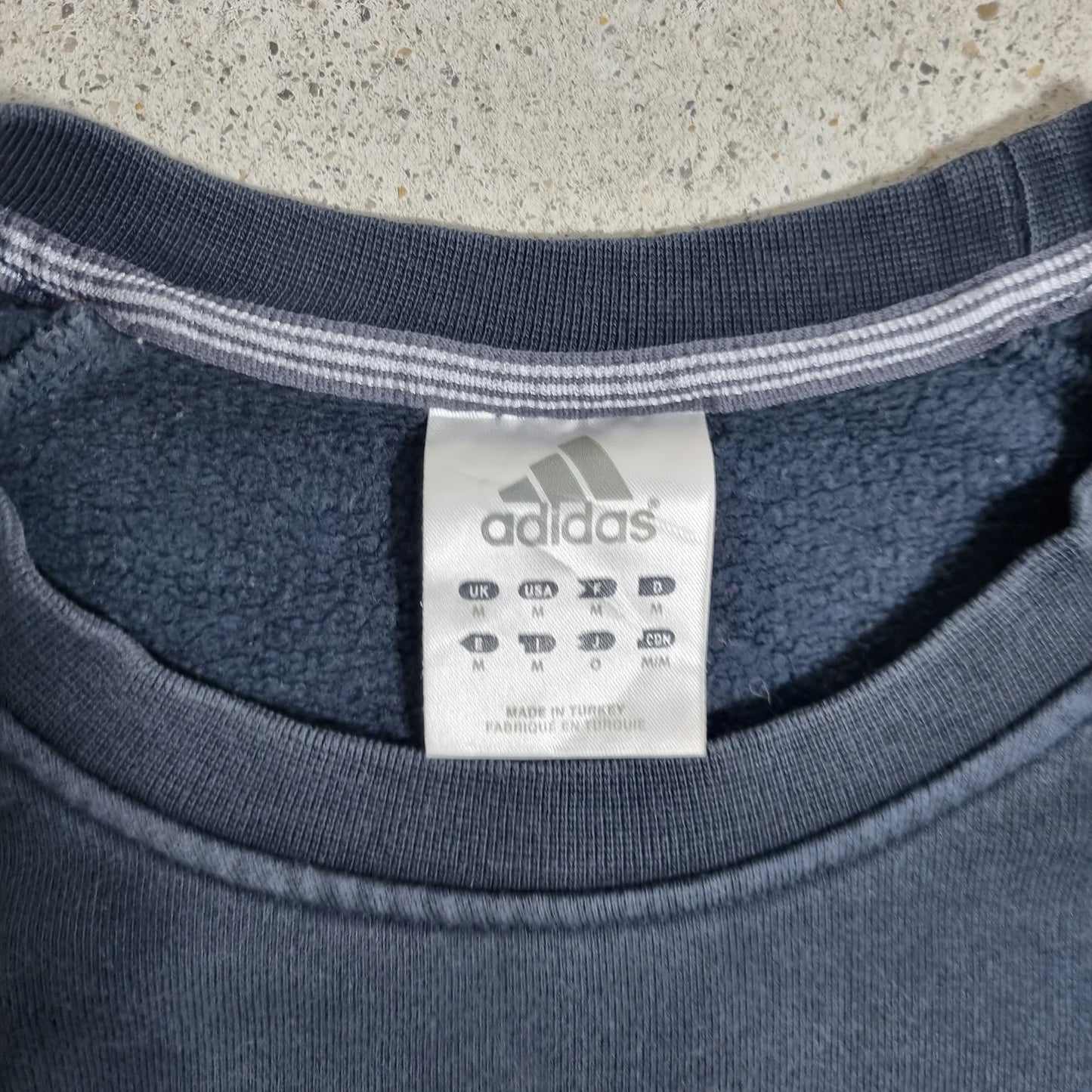 00s adidas Navy Crewneck Sweatshirt White Logo (M)