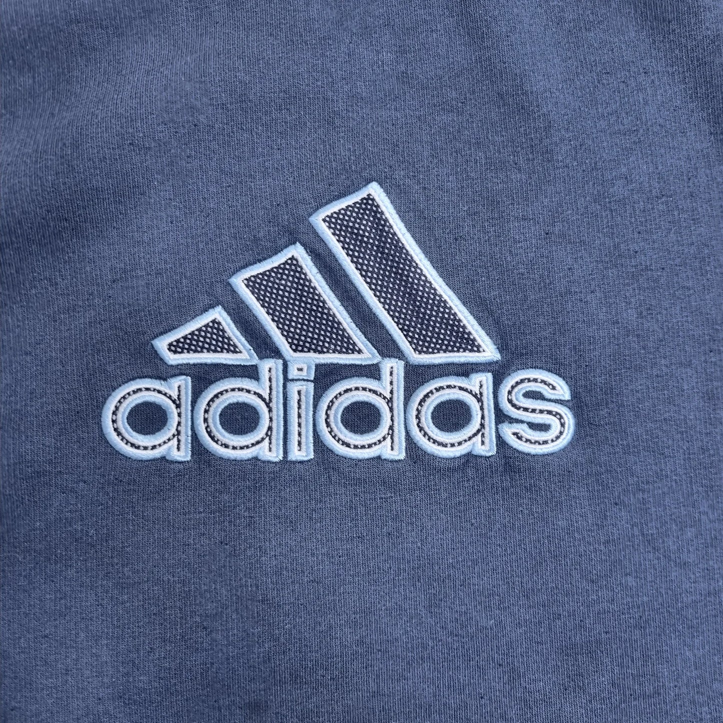 00s adidas Navy 3-Stripes Crewneck Sweatshirt White Logo (L)