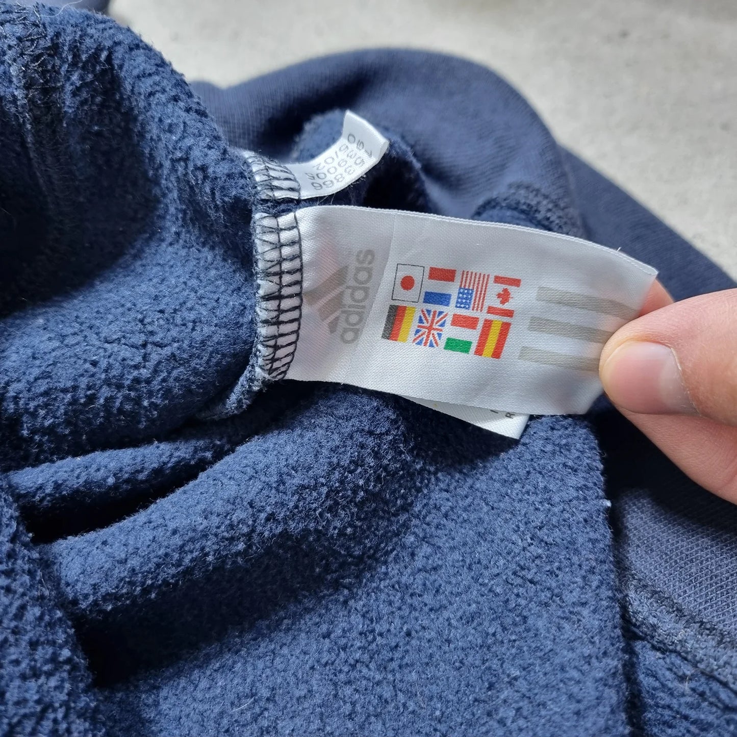 00s adidas Navy 3-Stripes Crewneck Sweatshirt White Logo (L)