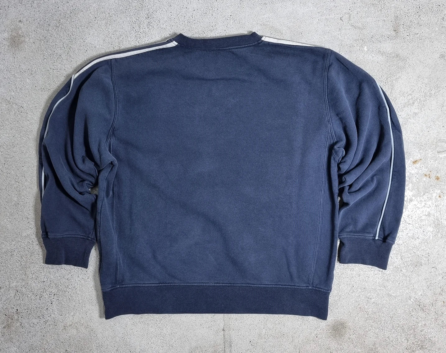 00s adidas Navy 3-Stripes Crewneck Sweatshirt White Logo (L)