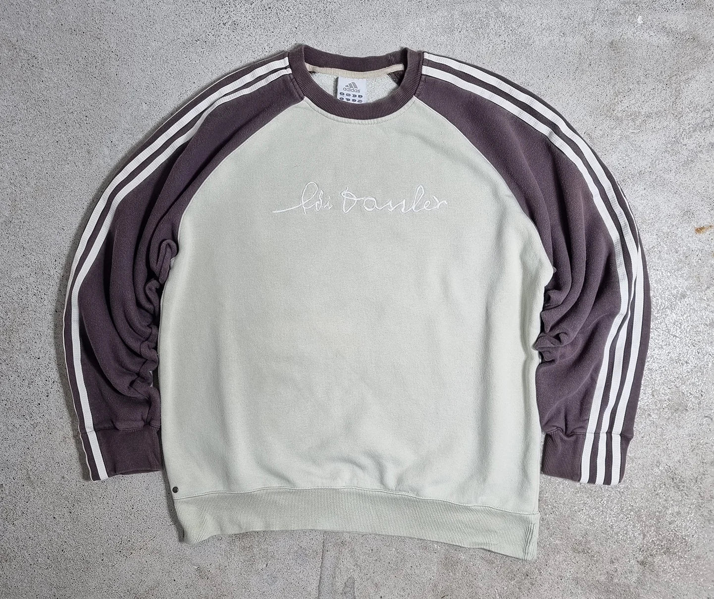 00s adidas “Adi Dassler” Mint & Brown 3-Stripes Crewneck Sweatshirt (L)