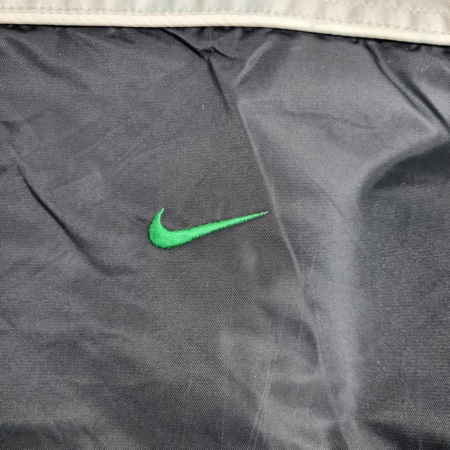 Nike Reversible Fleece Jacket Beige Navy Green – Vintage 2000s Double-Sided Hooded Jacket
