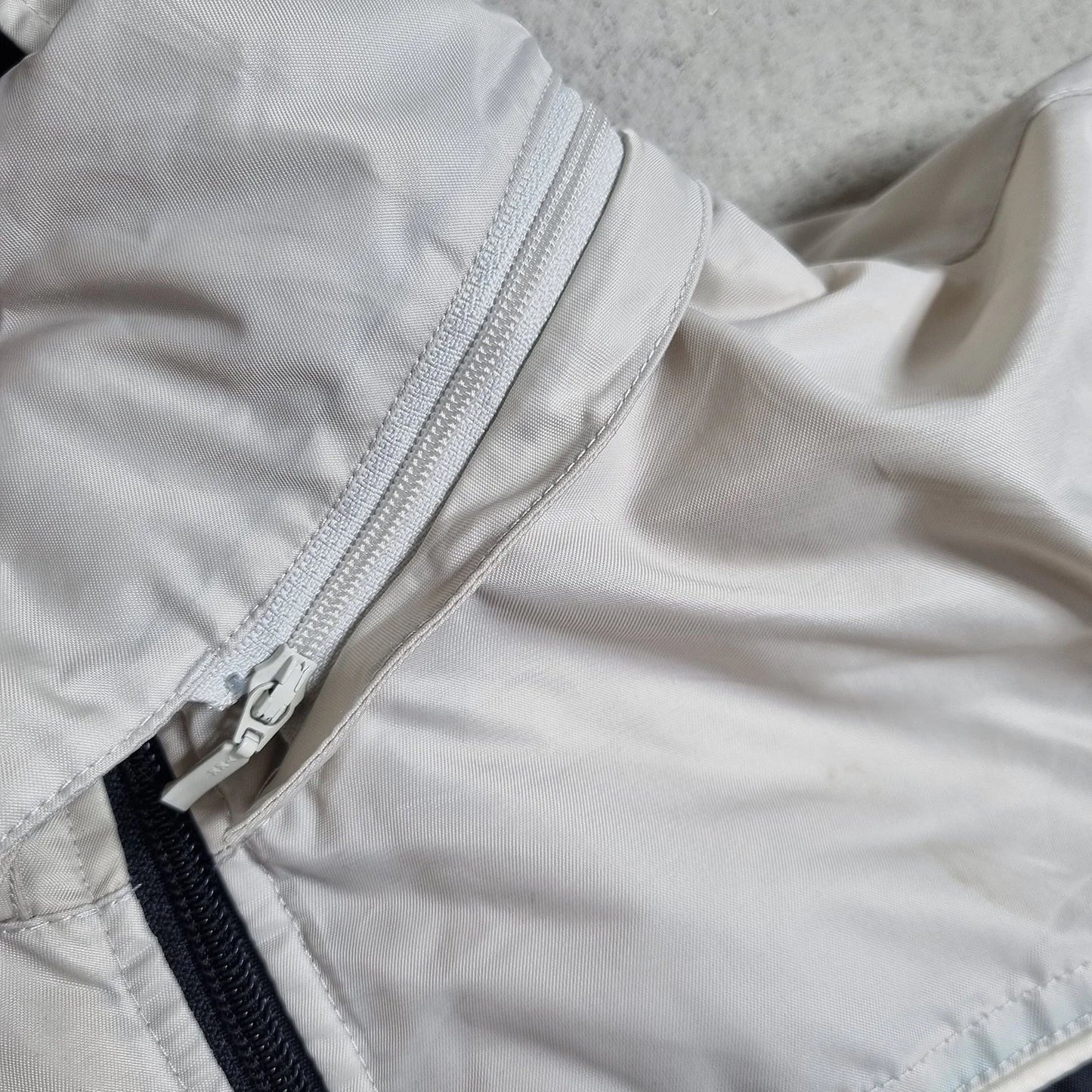 Nike Reversible Fleece Jacket Beige Navy Green – Vintage 2000s Double-Sided Hooded Jacket