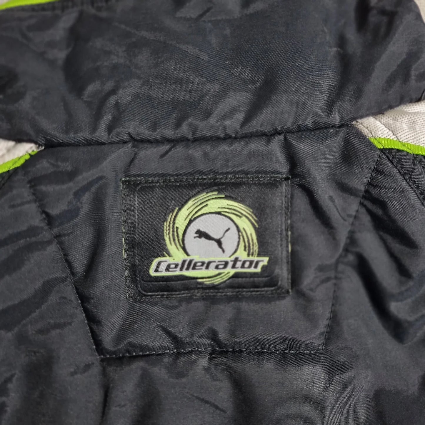 PUMA Cellerator Puffer Jacket Dark Grey / Neon Green – Vintage 2000s Sports Winter Jacket