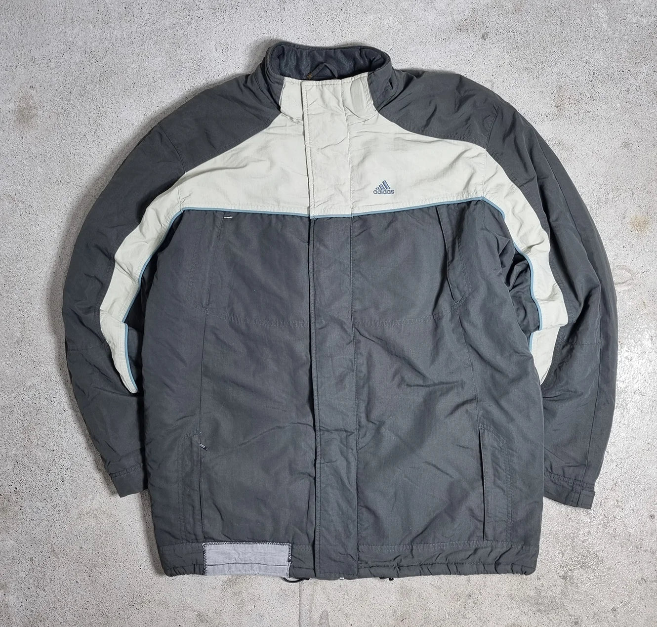 2000s Vintage adidas 2-Tone Puffer Jacket Grey / Off White (L)