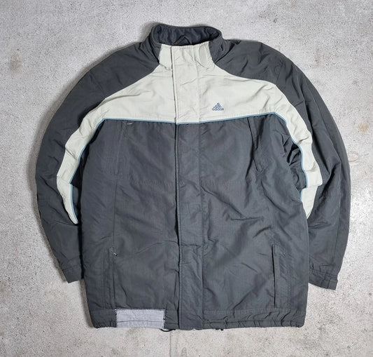 2000s Vintage adidas 2-Tone Puffer Jacket Grey / Off White (L)