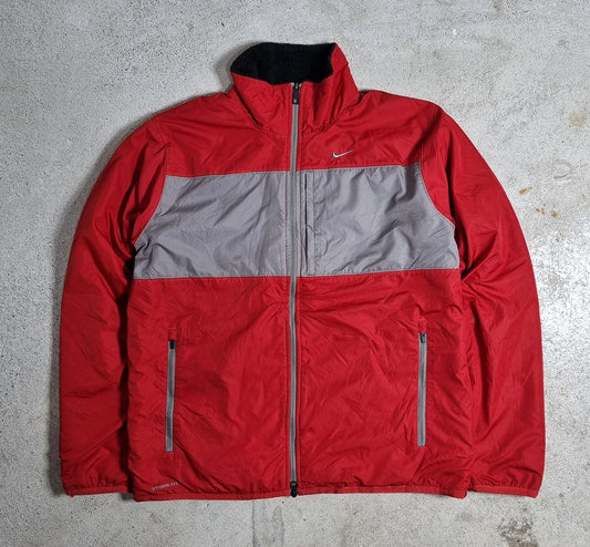 Nike Storm-FIT Red Grey Outdoor Jacket – Vintage 2000s Fleece Lined Windbreaker