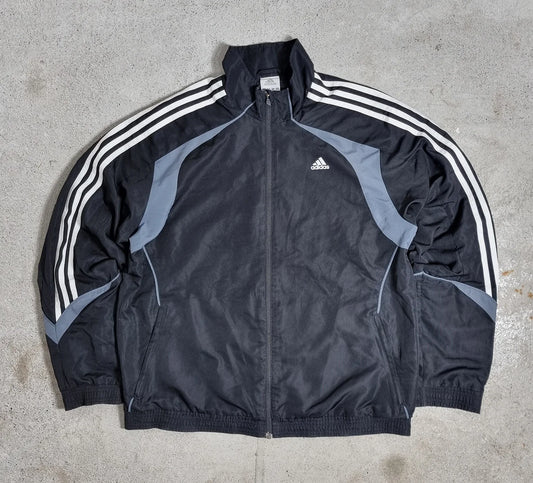 Adidas 3-Stripes Black Grey Track Jacket – Vintage 2000s Sportswear