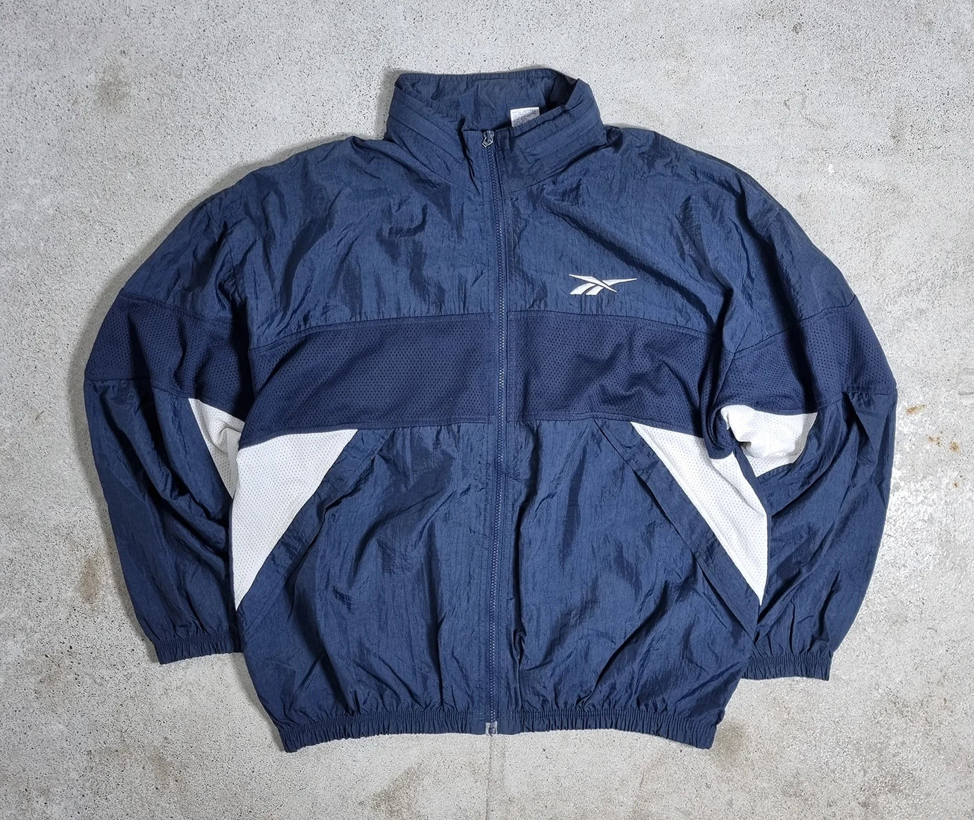 Reebok Navy Blue Vector Windbreaker – Vintage 90s Mesh Jacket
