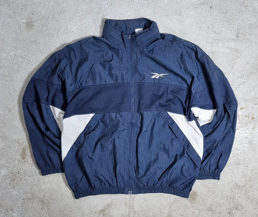Reebok Navy Blue Vector Windbreaker – Vintage 90s Mesh Jacket