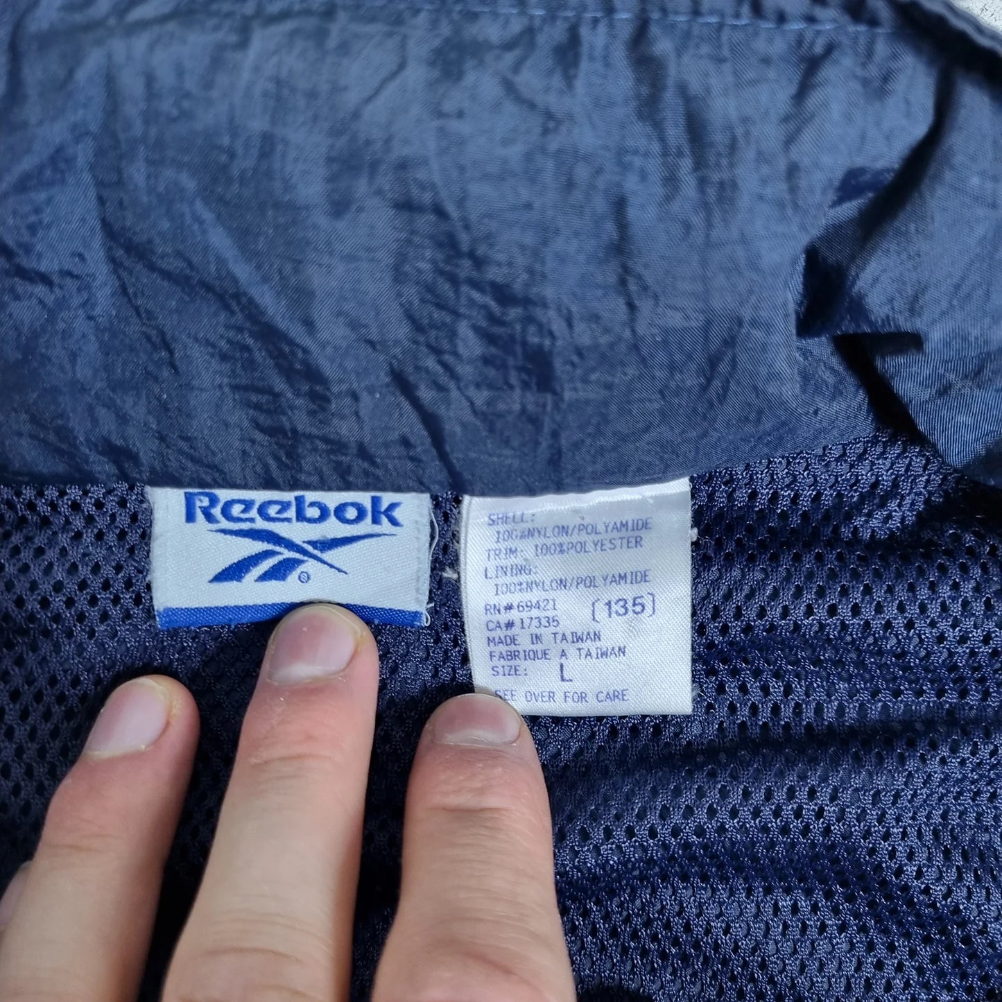 Reebok Navy Blue Vector Windbreaker – Vintage 90s Mesh Jacket
