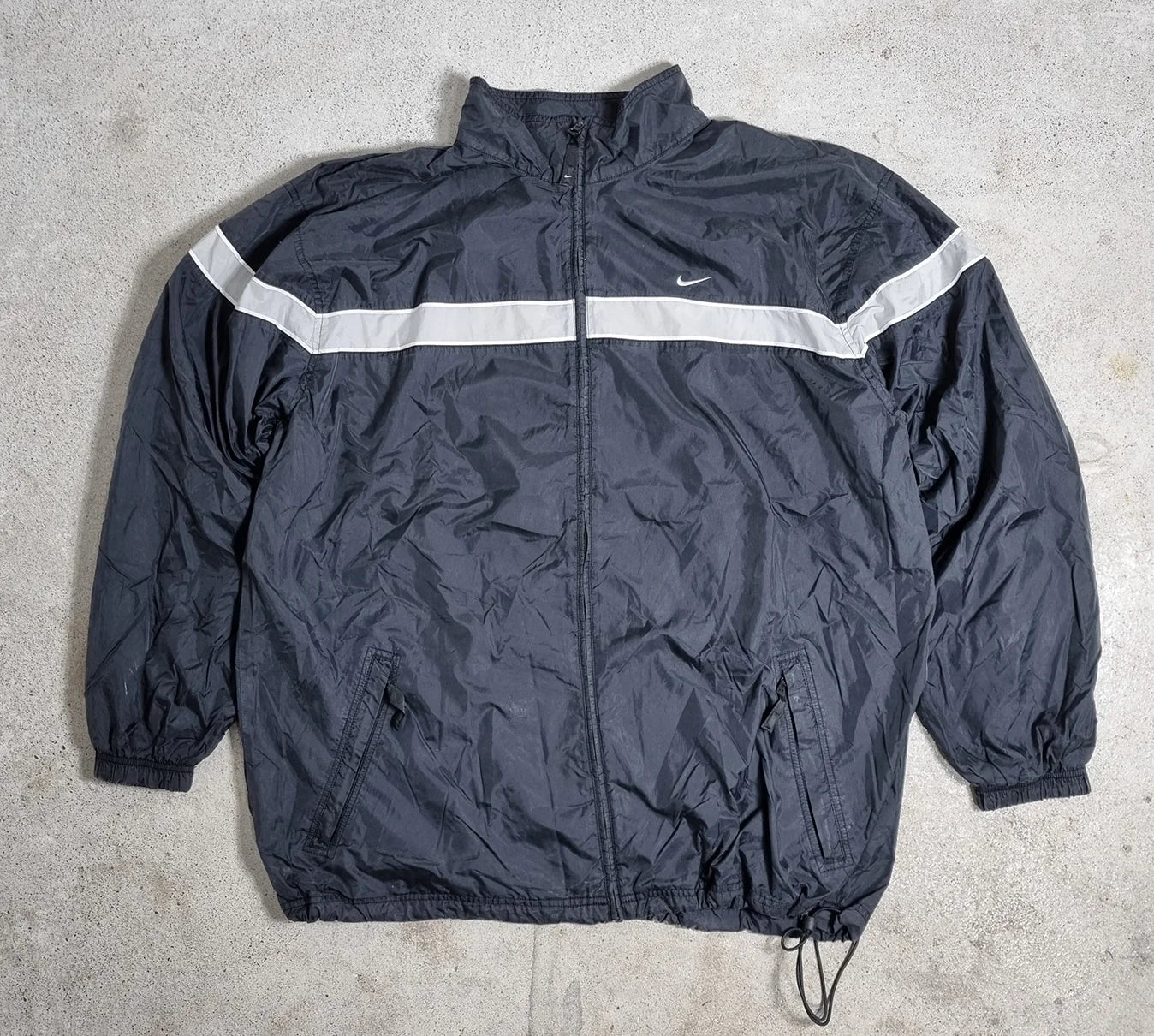 Nike Reflective Swoosh Windrunner – Vintage 2000s Navy Windbreaker Jacket