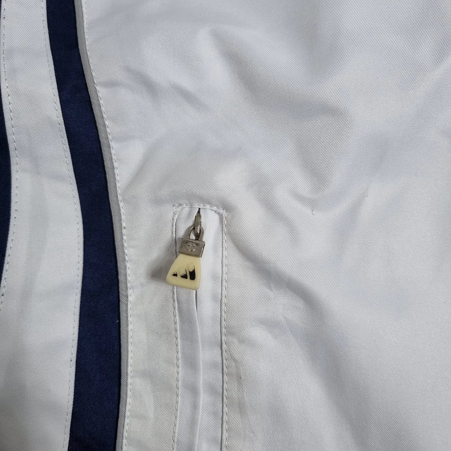 Adidas 3-Stripes Windbreaker – Vintage 90s White Grey Navy Track Jacket