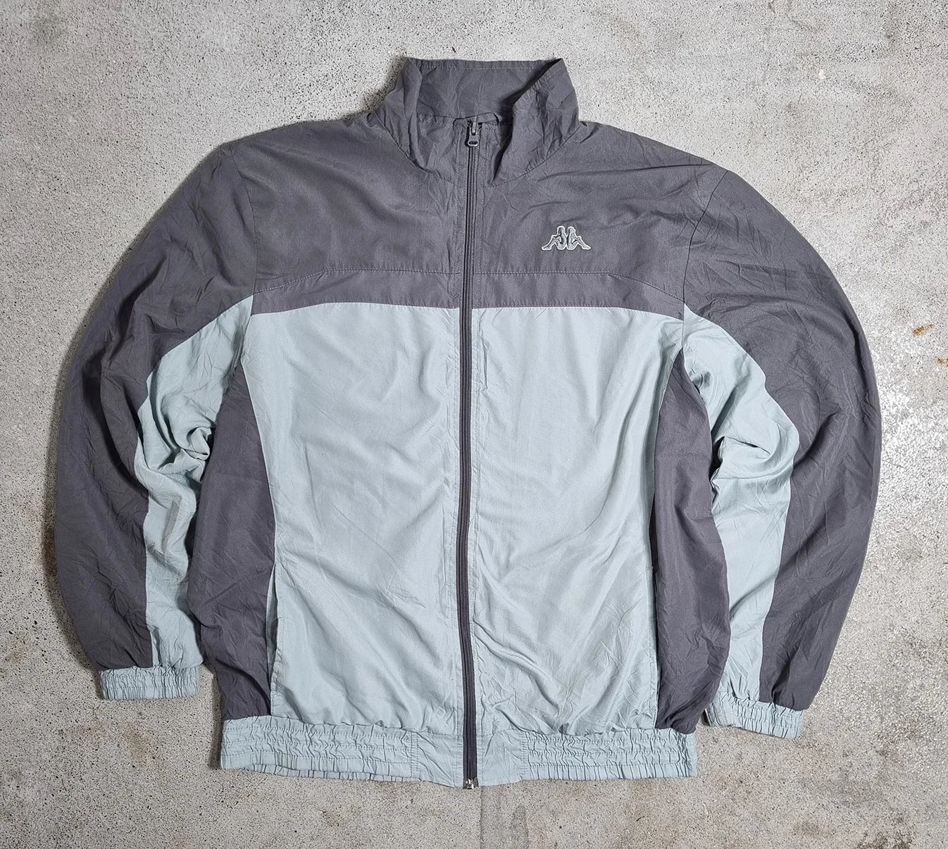 Kappa Windbreaker Vintage 90s – Grey Two-Tone Nylon Track Jacket XXL