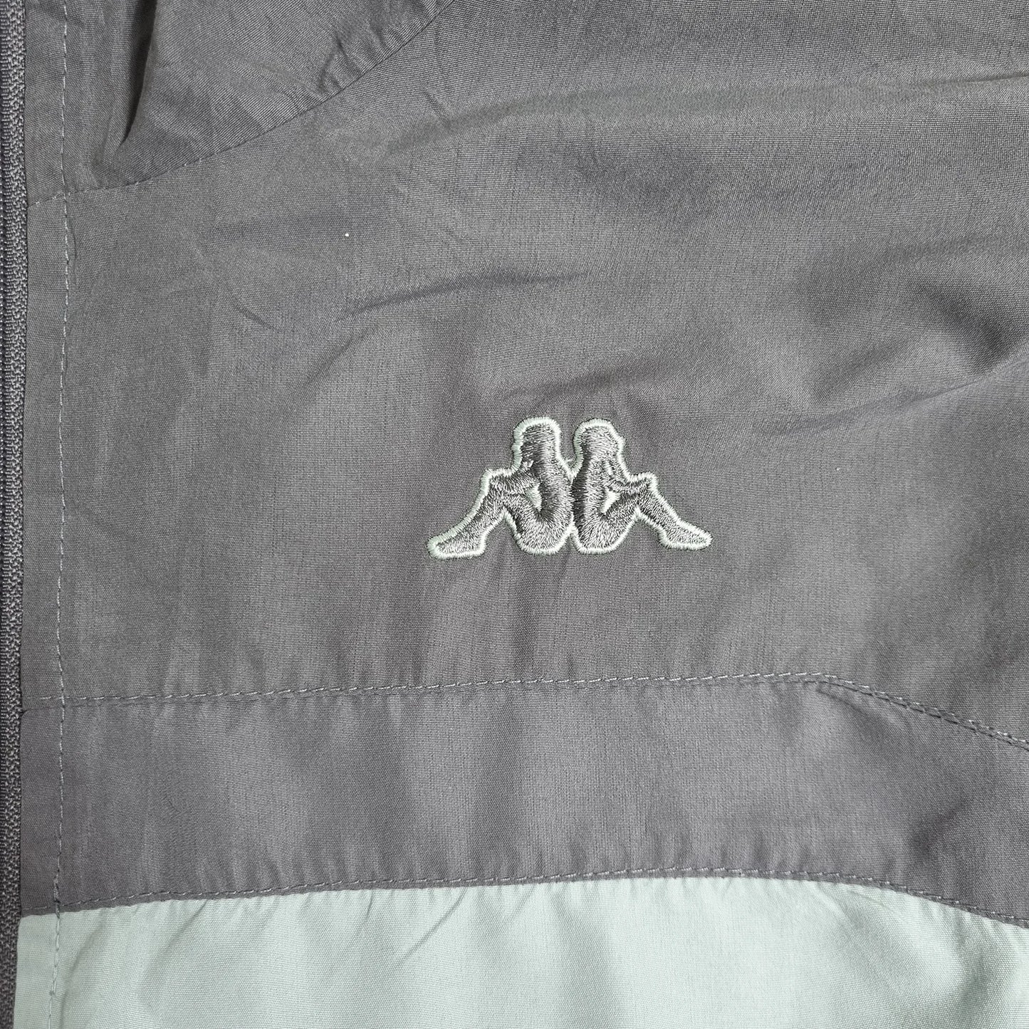 Kappa Windbreaker Vintage 90s – Grey Two-Tone Nylon Track Jacket XXL