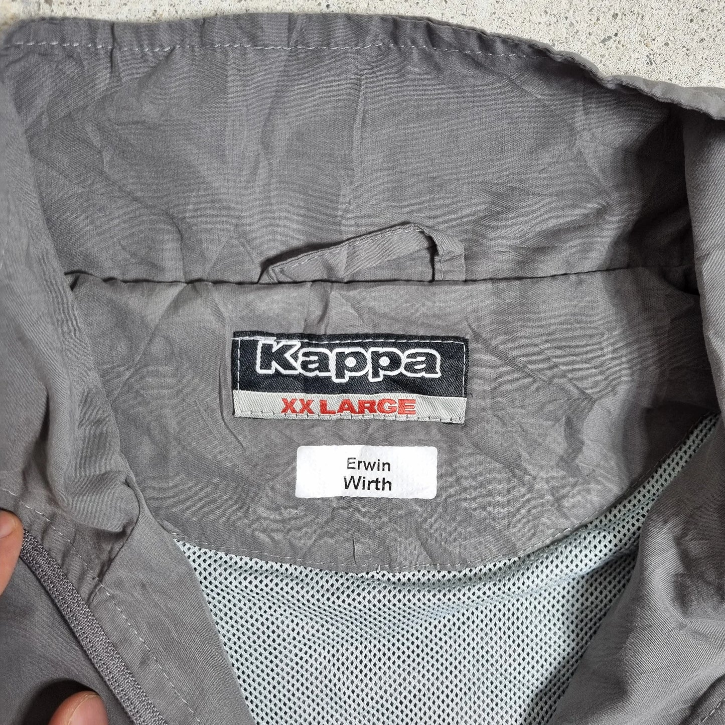 Kappa Windbreaker Vintage 90s – Grey Two-Tone Nylon Track Jacket XXL