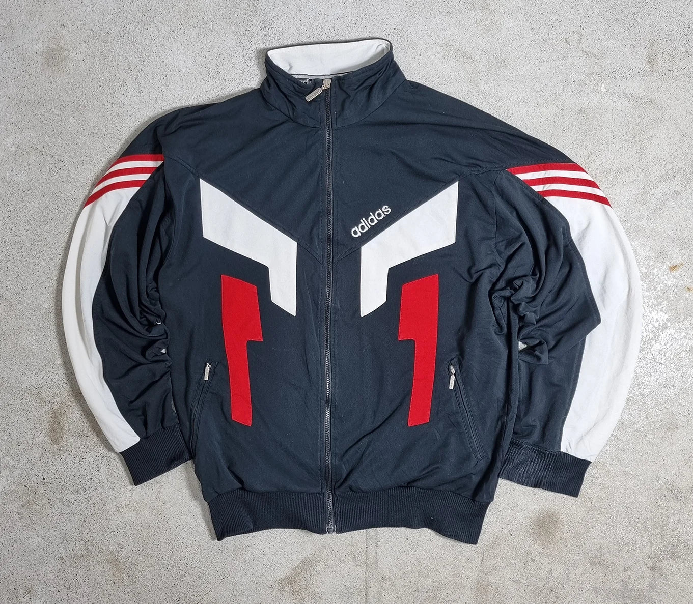 Adidas Training Wear Track Jacket – Vintage 80s/90s Navy White Red Trefoil
