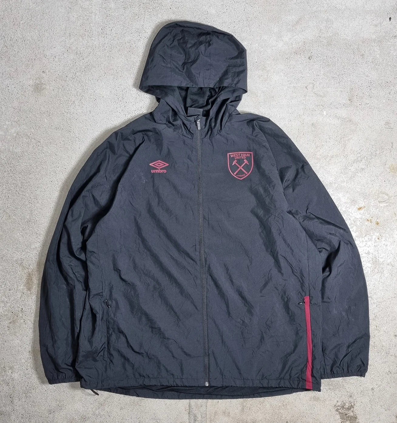 Umbro West Ham United Windbreaker Jacket – Official Teamwear 3XL Grey/Burgundy