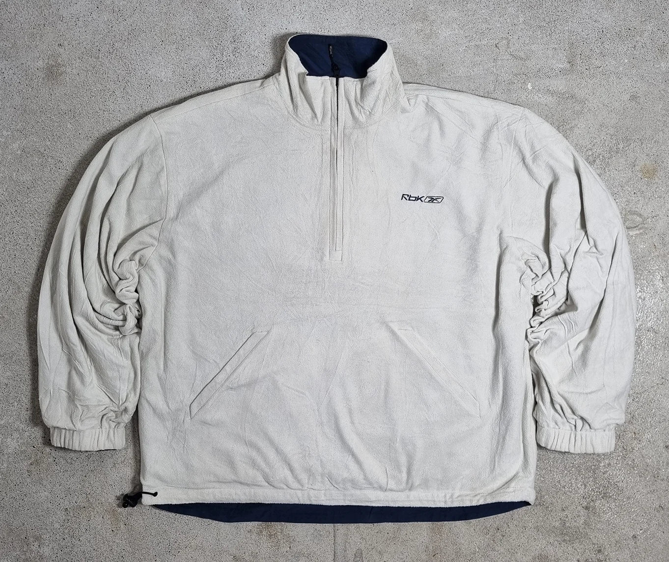 Reebok RBK Reversible Fleece Windbreaker Jacket – White/Navy 2000s Vintage